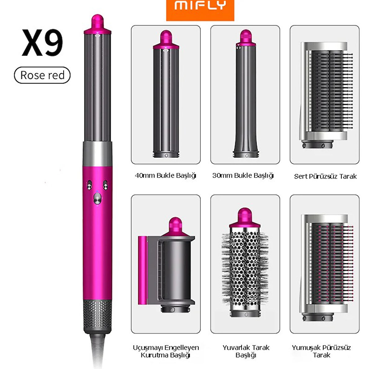 Mifly Multi Fonksiyonlu Pembe Saç Şekillendirici