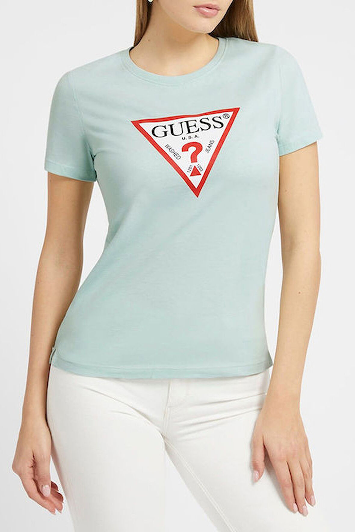 Kadın Üçgen Logolu T-shirt-Açık Yeşil | M