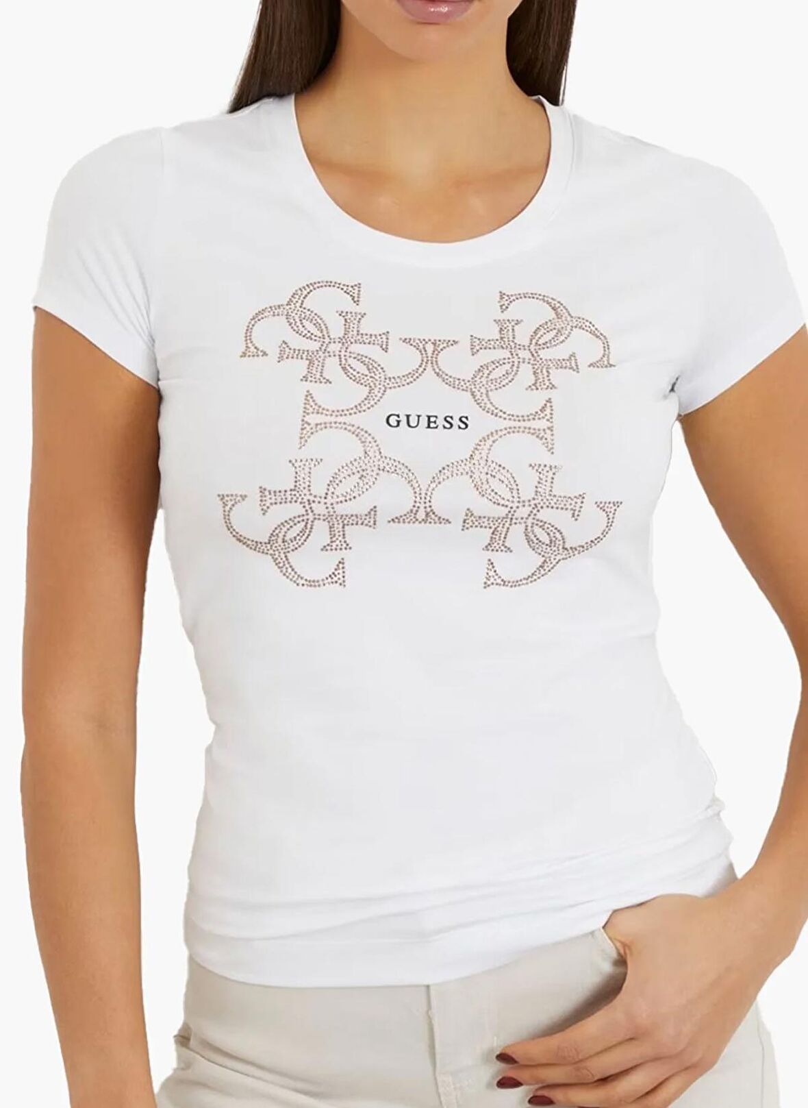 Guess Bisiklet Yaka Beyaz Kadın T-Shirt W4RI35J1314-G011