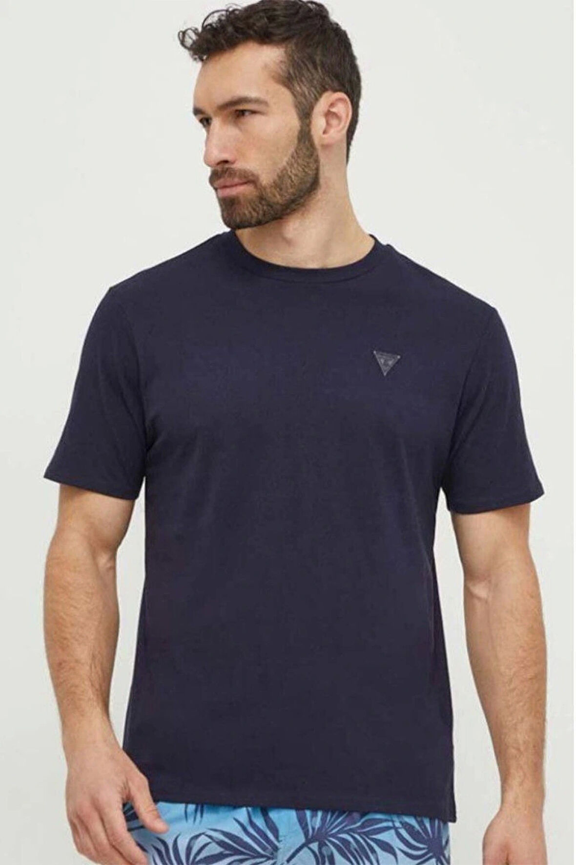 Guess Erkek Lacivert Basic Tişört