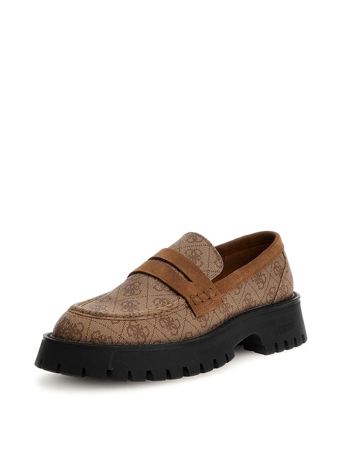 Guess Kahve - Bej Erkek Loafer MOCASSIN 4G