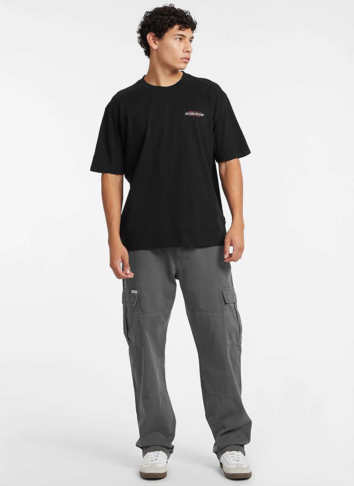 Guess Jeans Bisiklet Yaka Siyah Erkek T-Shirt M4BI75K8FQ4JBLK GJ SS CN OS AMERICA