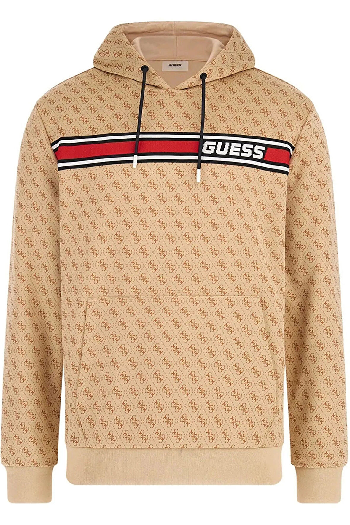 Guess Erkek  Logolu Kahverengi Sweatshirt