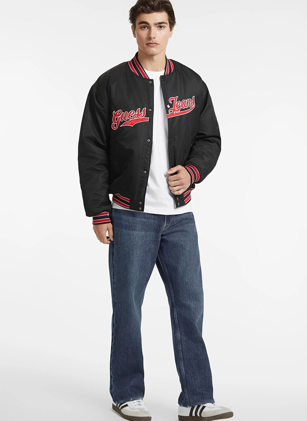 Guess Jeans Siyah Erkek Mont M4BL24WG932JBLK GJ BOMBER WITH PATC