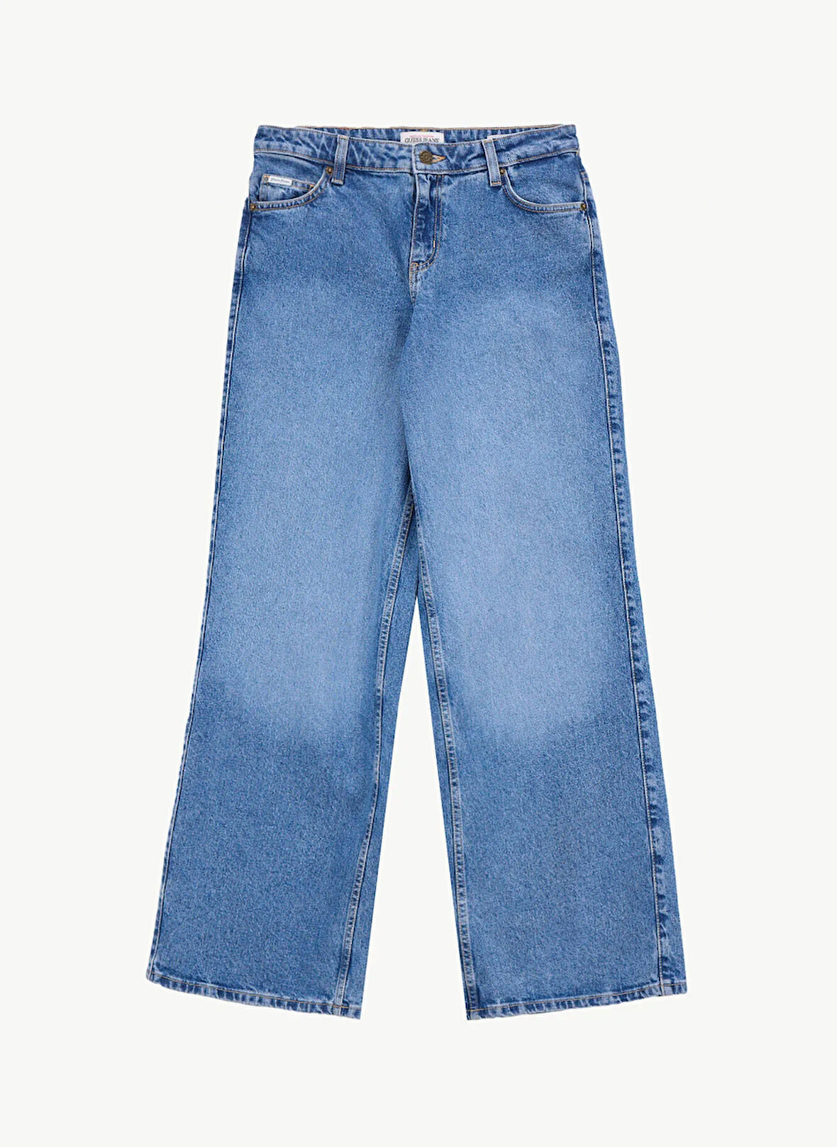 Guess Jeans Yüksek Bel Düz Paça Rahat Çok Renkli Kadın Denim Pantolon Guess Jeans Kadın Palazzo Fit Jean