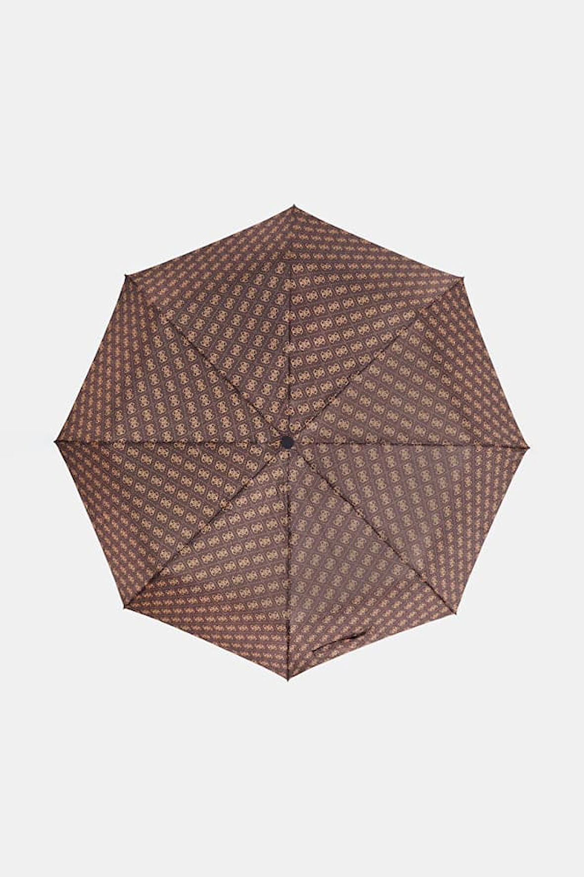 Kadın Monogram Desenli Otomatik Katlanır Şemsiye - Kahverengi | undefined