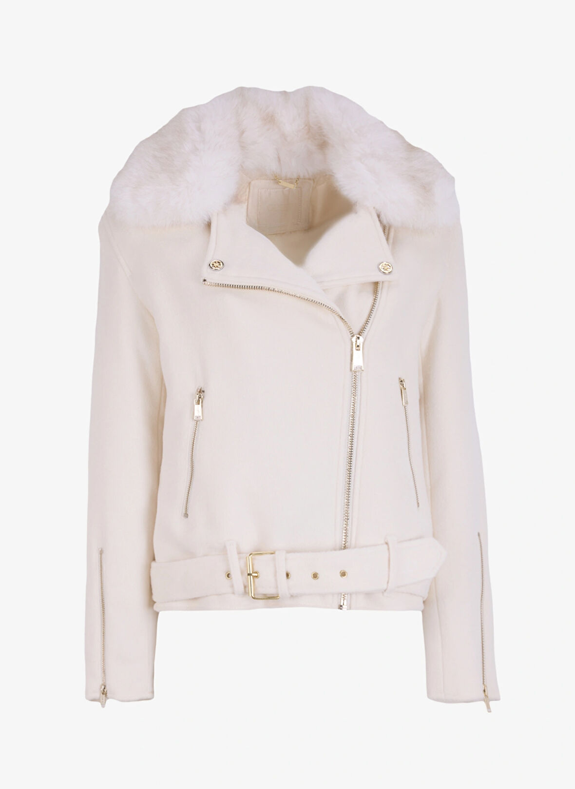 Guess Normal Beyaz Kadın Ceket NANCY FAUX FUR JACKE - RECY COMPACT