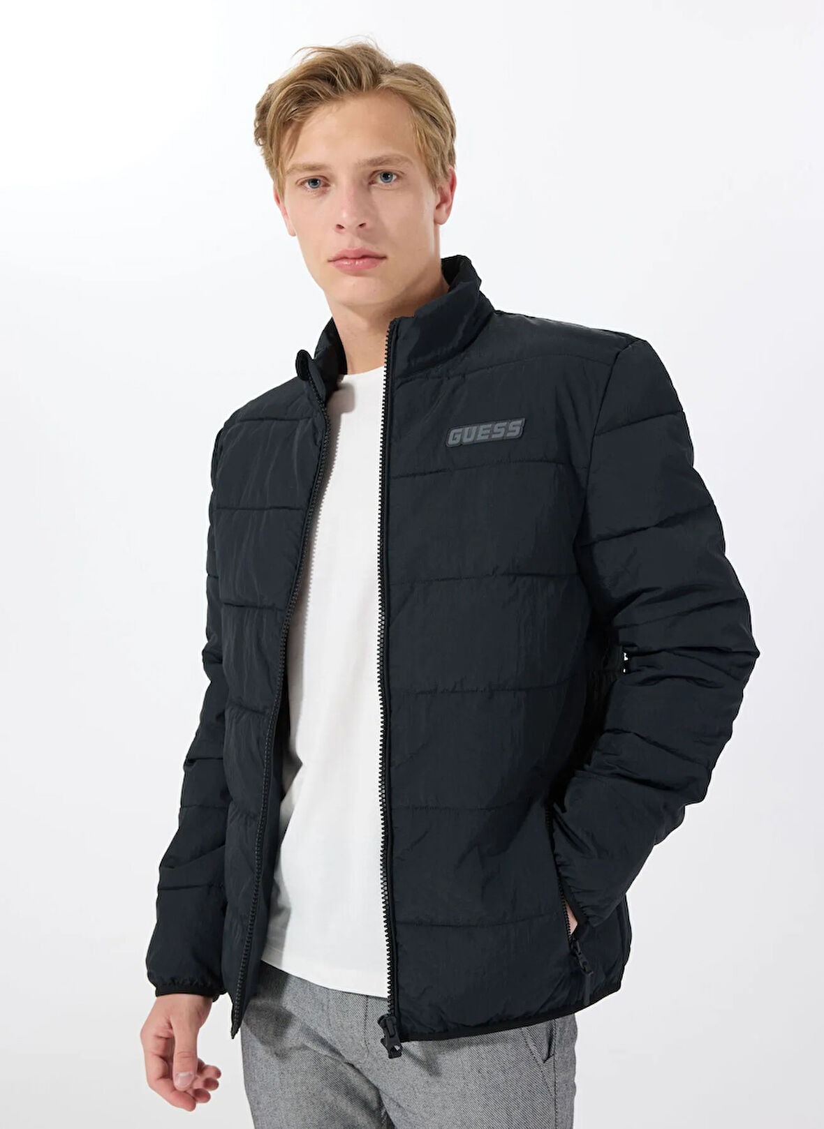Guess Z5RL01WGTN0JBLK ROHAN JACKET Siyah Desenli Erkek Mont