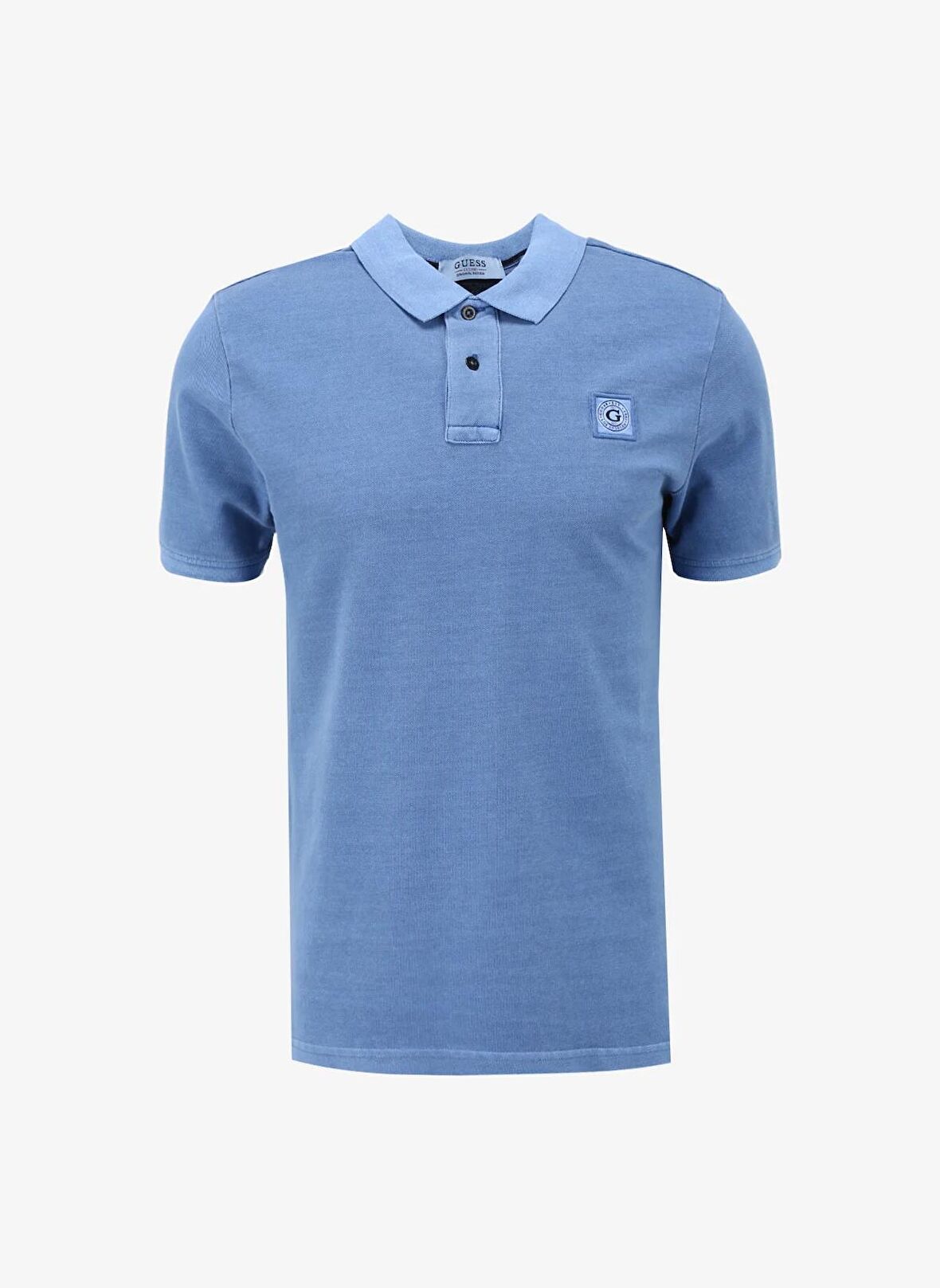 Guess Düz Mavi Erkek Polo T-Shirt M2YP24KC9T1BLN_WASHED SS POLO - ORG