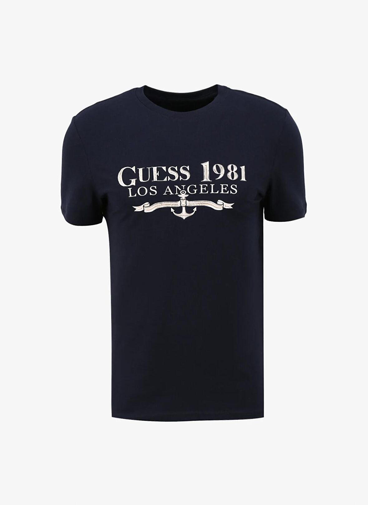 Guess Bisiklet Yaka Düz Lacivert Erkek T-Shirt M4GI27J1314G7V2_SS CN GUESS 1981 TR