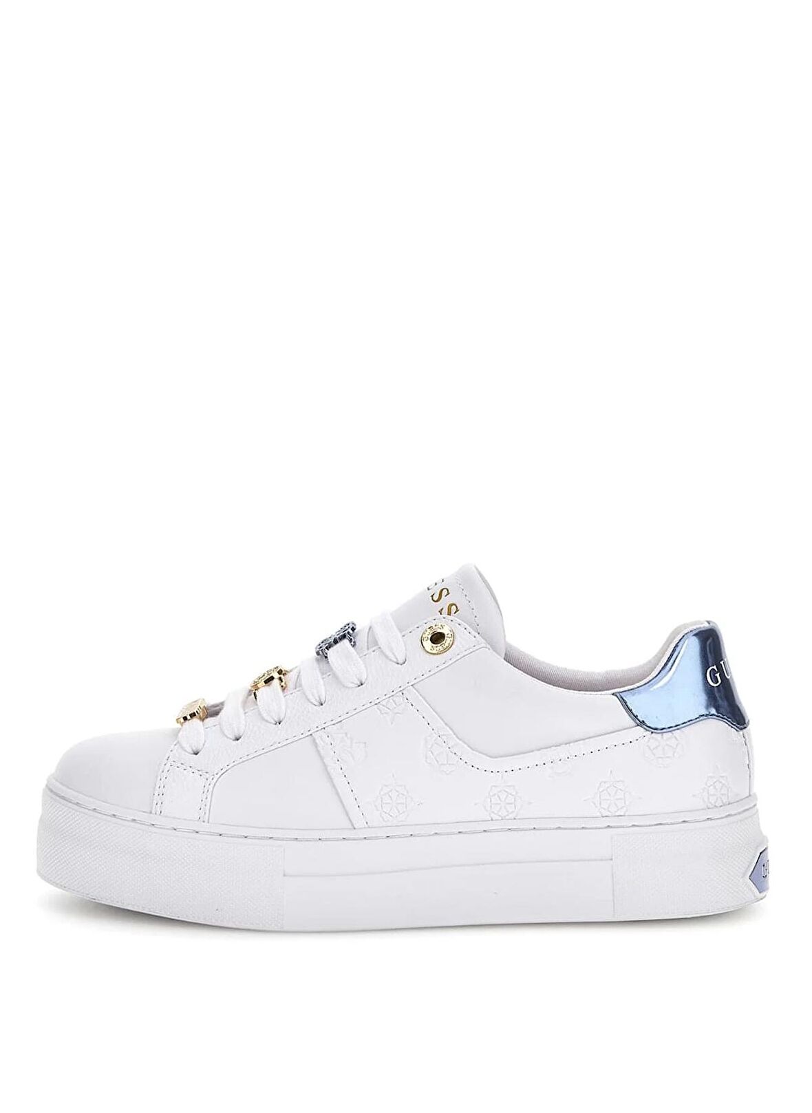 Guess Beyaz - Mavi Kadın Sneaker FLJGIEFAL12WHBLU