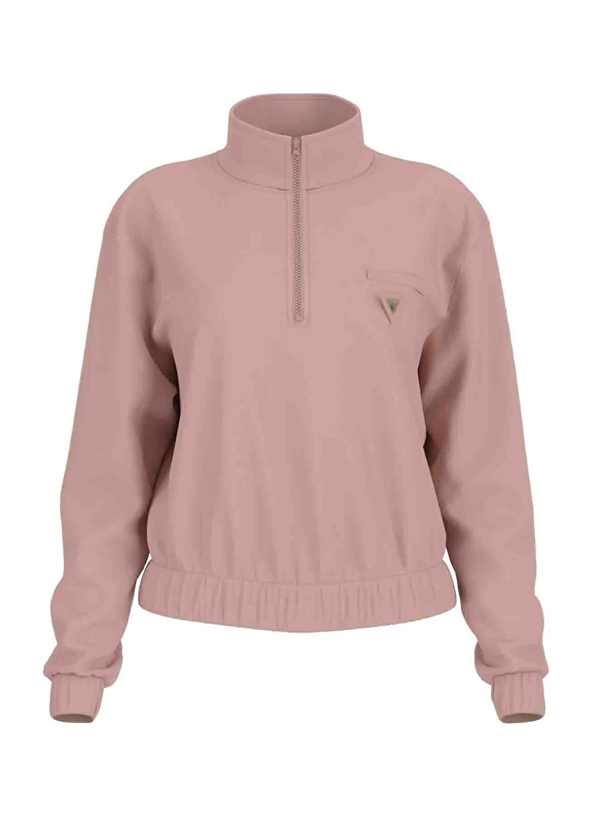 Guess V5RQ10KCAY2G6M1 OLYMPE HALF ZIP Pembe Fermuarlı Yaka Standart Desenli Kadın Sweatshırt