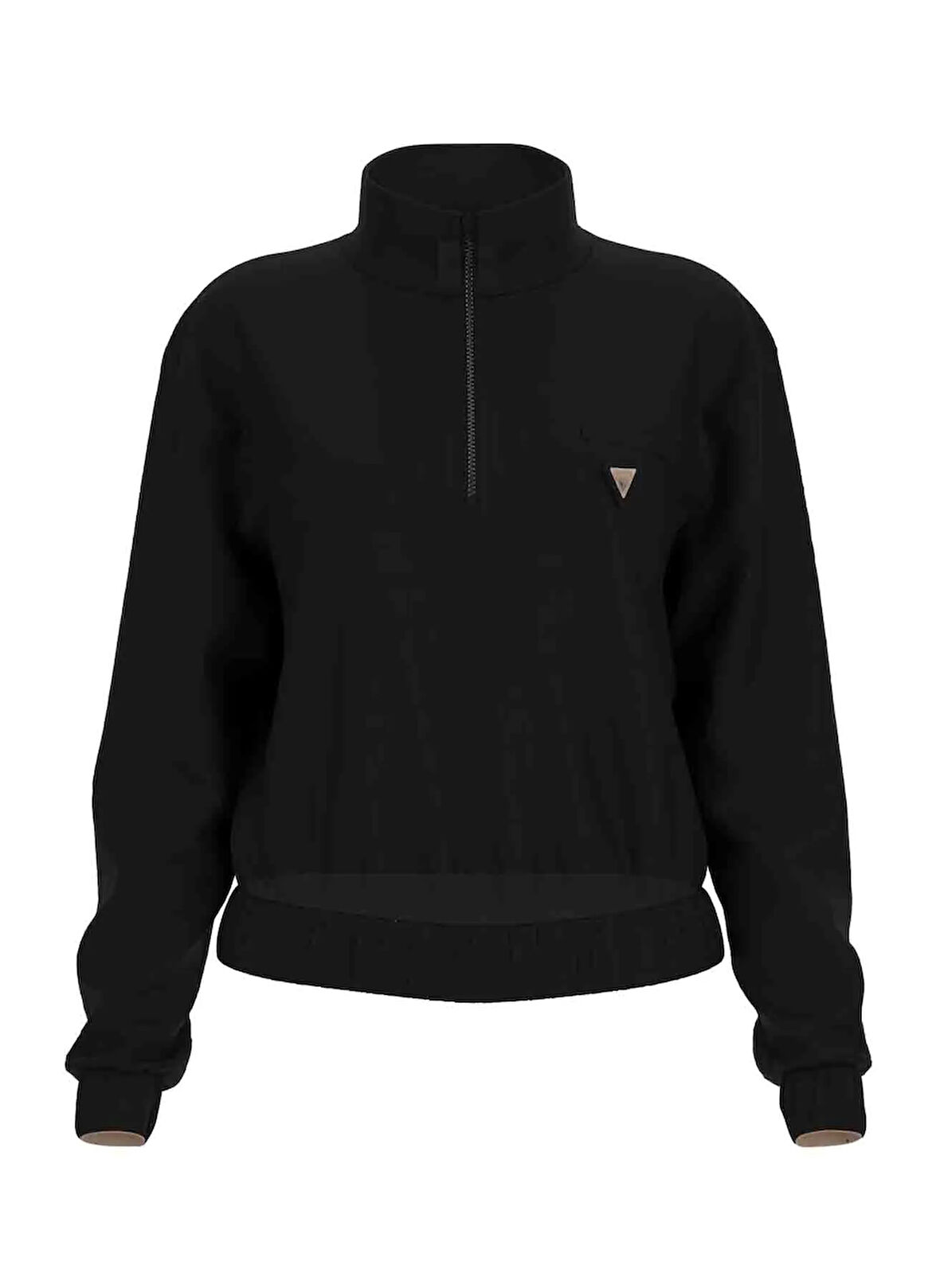 Guess V5RQ10KCAY2JBLK OLYMPE HALF ZIP Siyah Fermuarlı Yaka Standart Desenli Kadın Sweatshırt