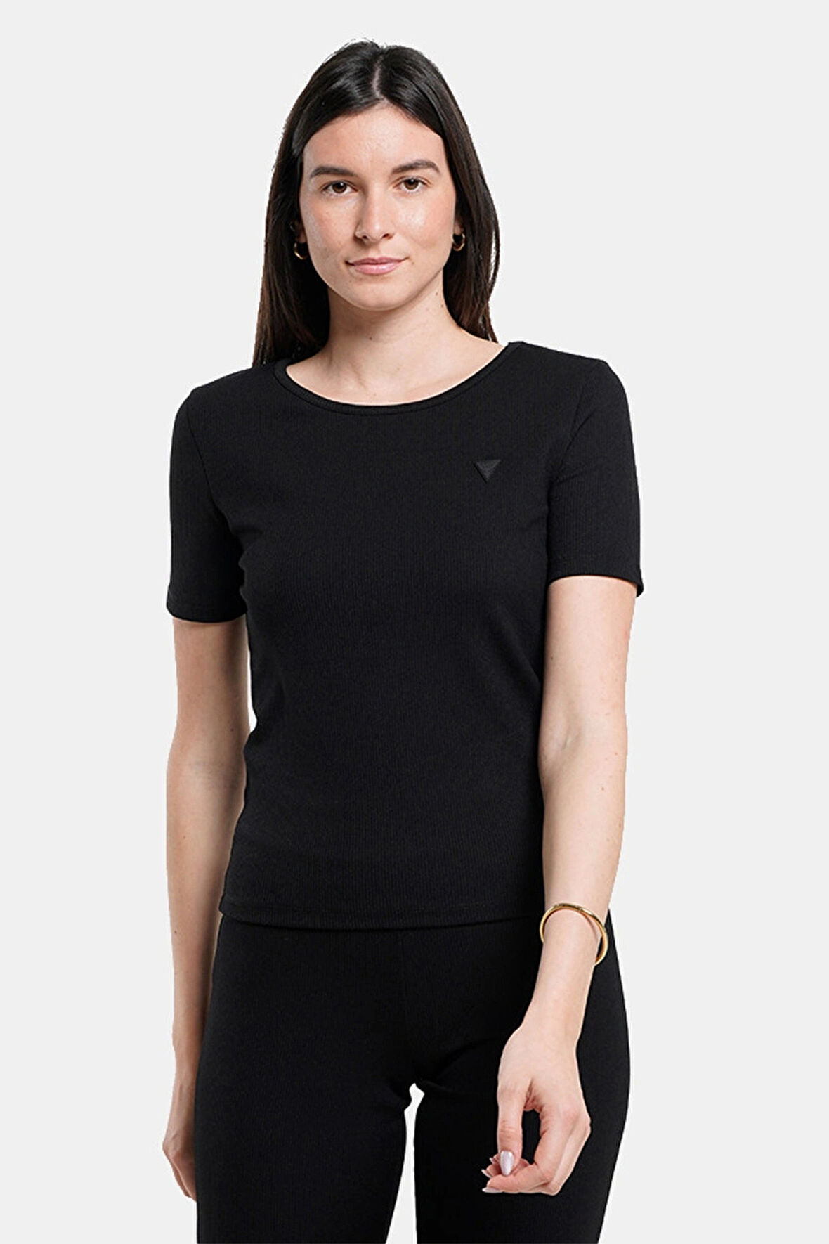 Guess Kadın Siyah Logolu T-Shirt