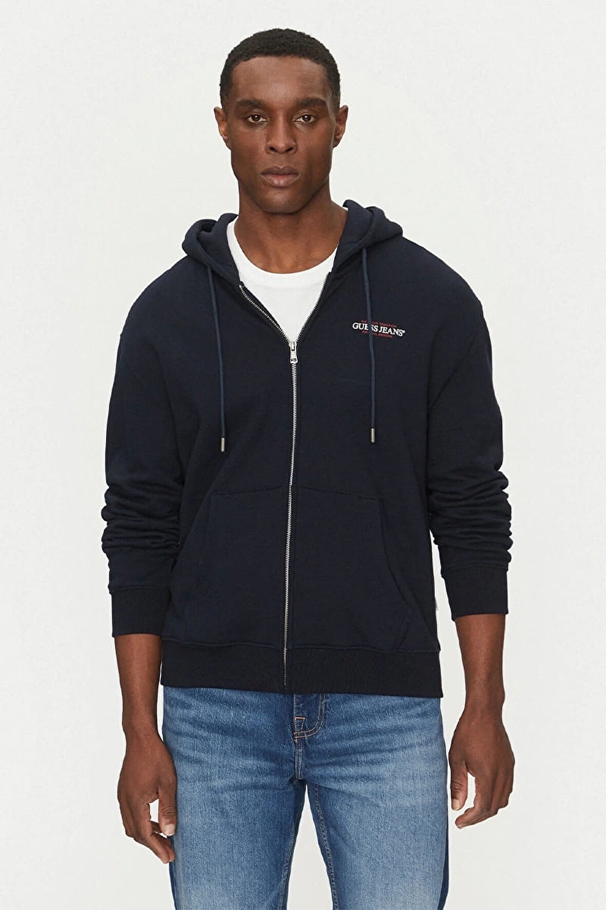Erkek Gj Fermuarlı Kapüşonlu Sweatshirt - Lacivert | L