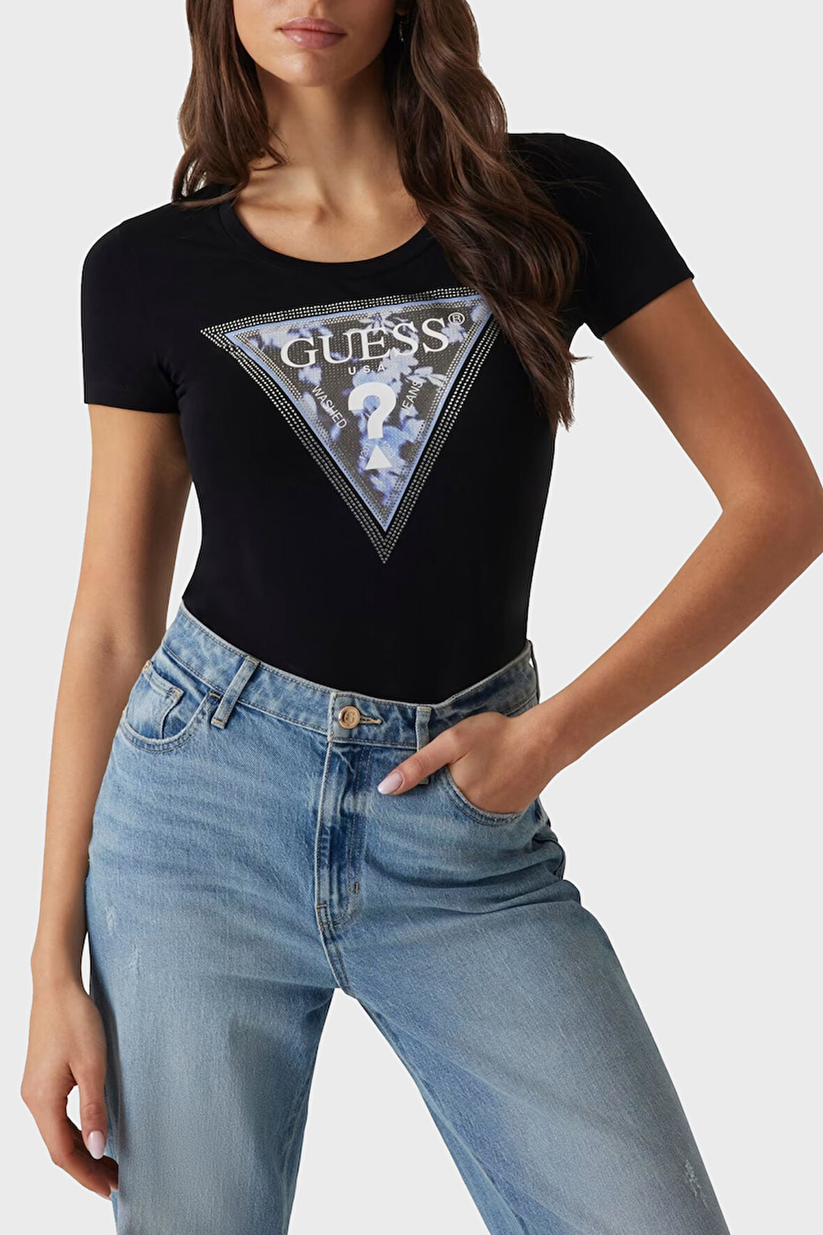 Guess Bayan T Shirt W5RI00 J1314 JBLK