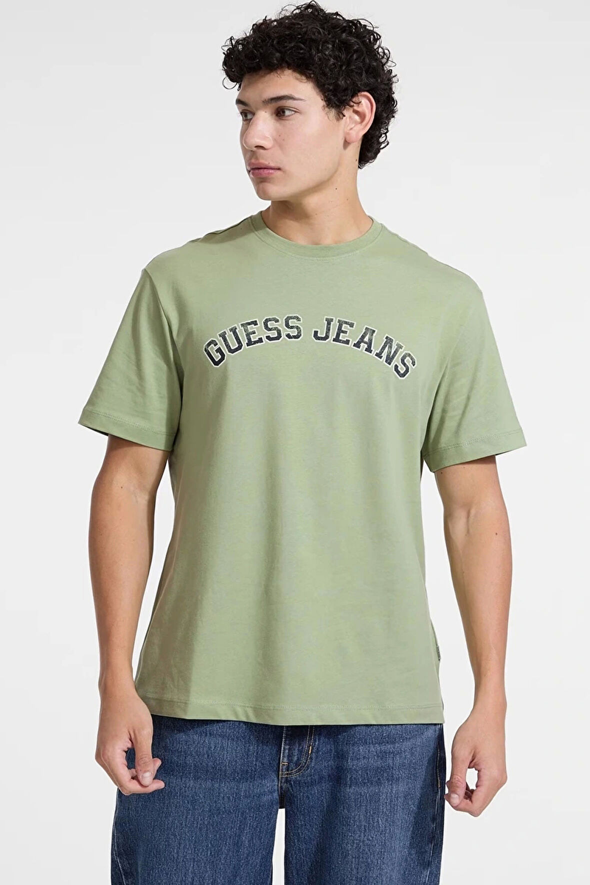 Guess Jeans SS CN REG COLLEGIATE TEE Erkek Yeşil T-shirt M5RI75K8FQ4-G8EJ