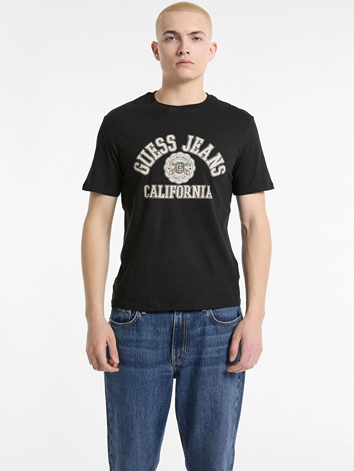 Guess GJ SS CN SLIM PRINTED TEE Erkek Siyah T-shirt M5RI80K8HM0-JBLK