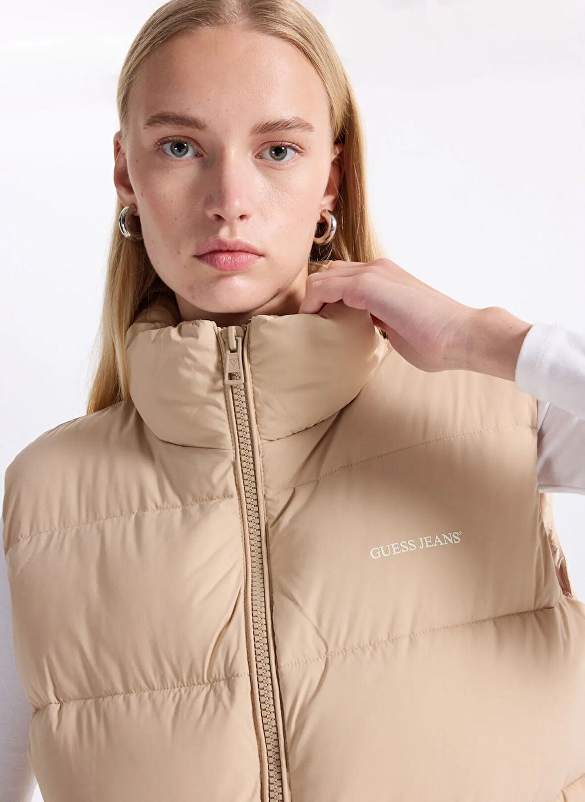 Guess Jeans Bej Kadın Yelek Gj Reg Lenght Kadın Yelek