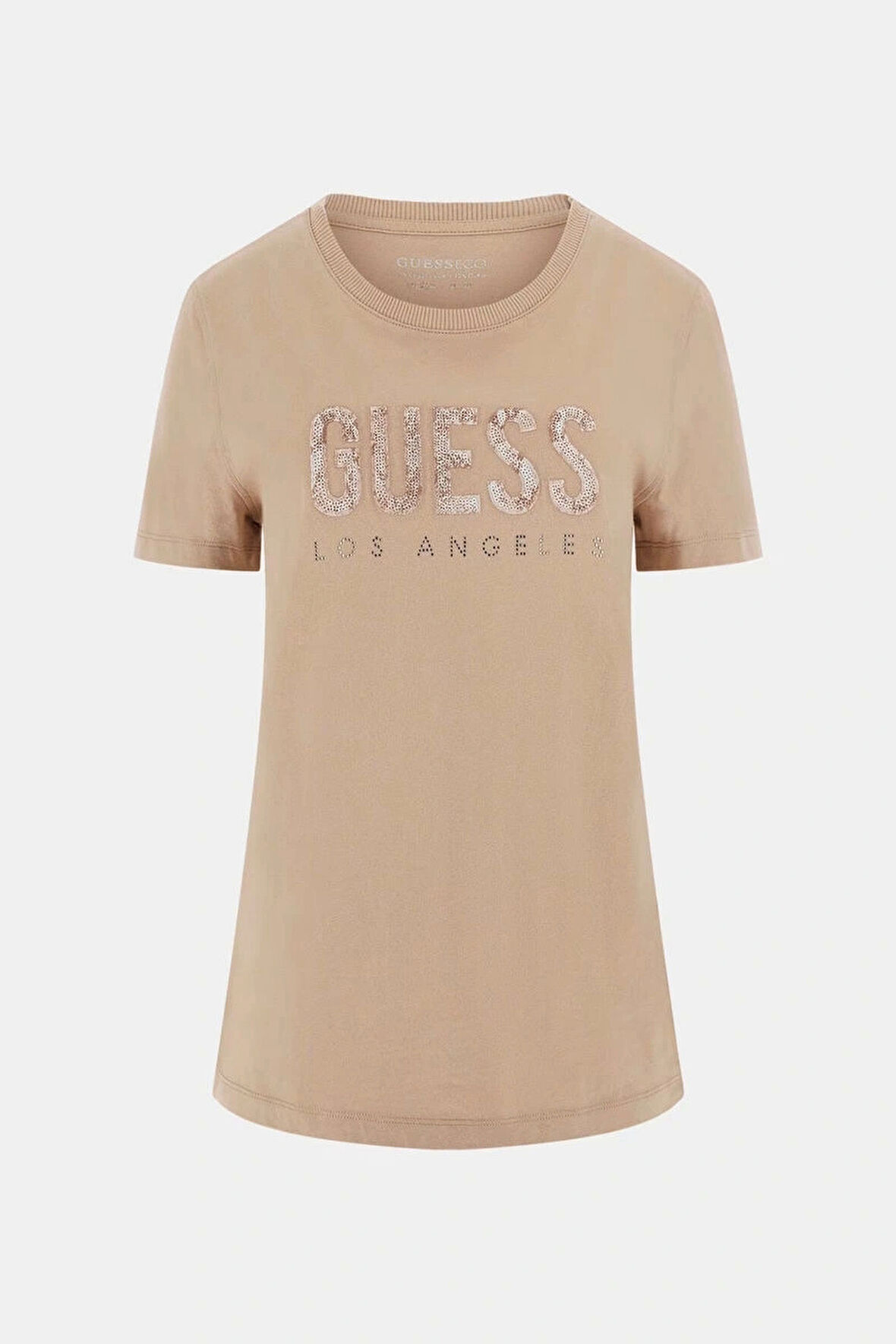 Guess Kadın Bej Desenli T-Shirt