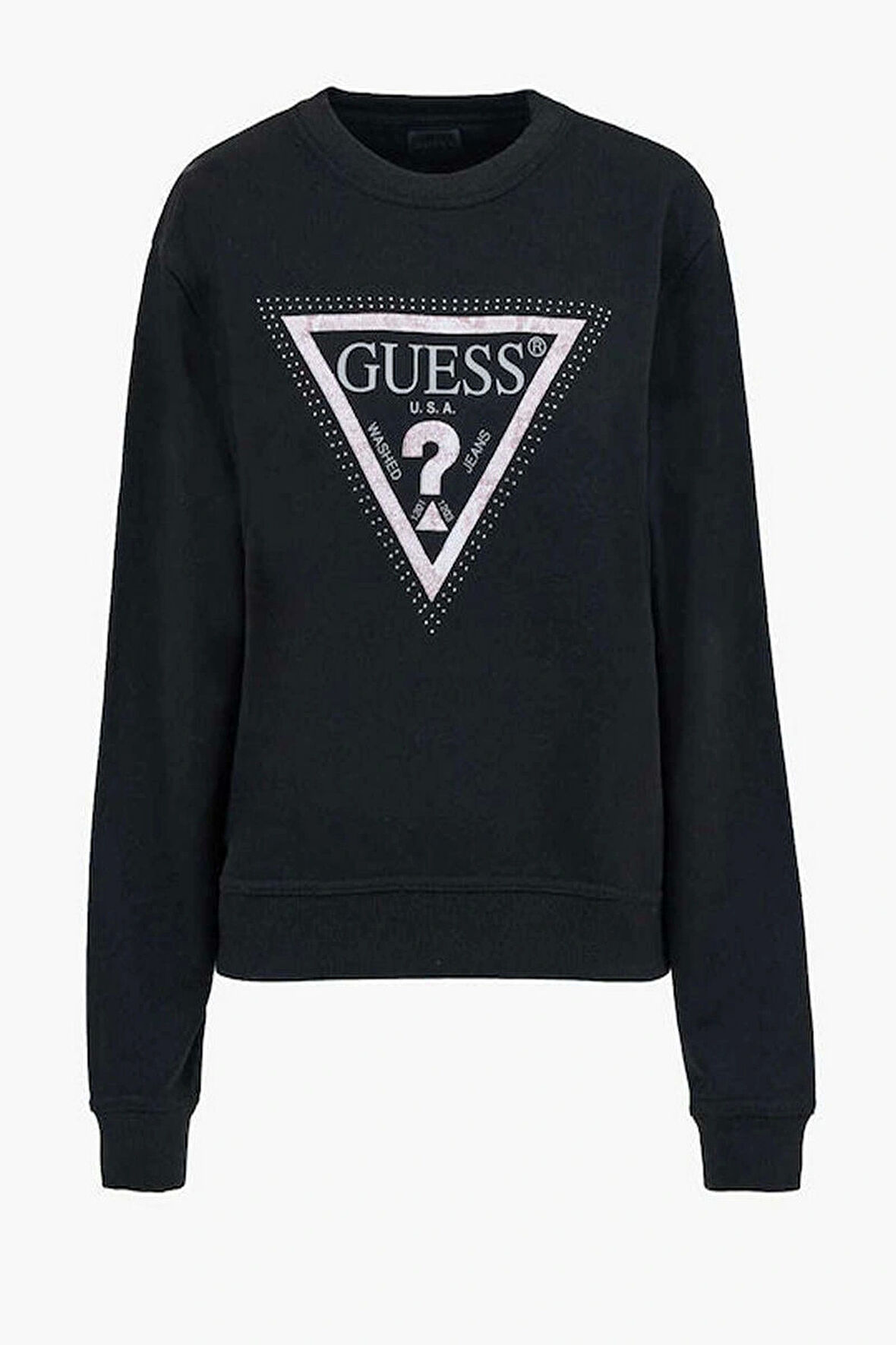 Guess Kadın Siyah Logolu Polarlı Sweatshirt