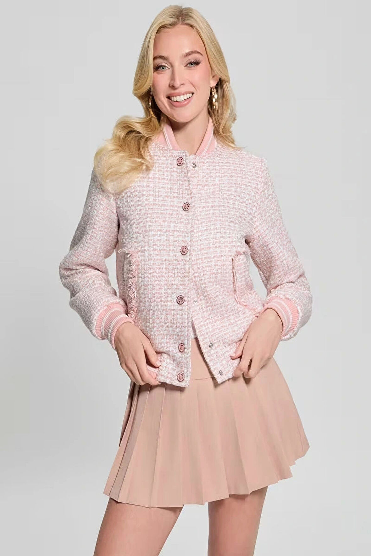 Guess Kadın Pembe Dolgulu Eco Gloria Tüvit Ceket
