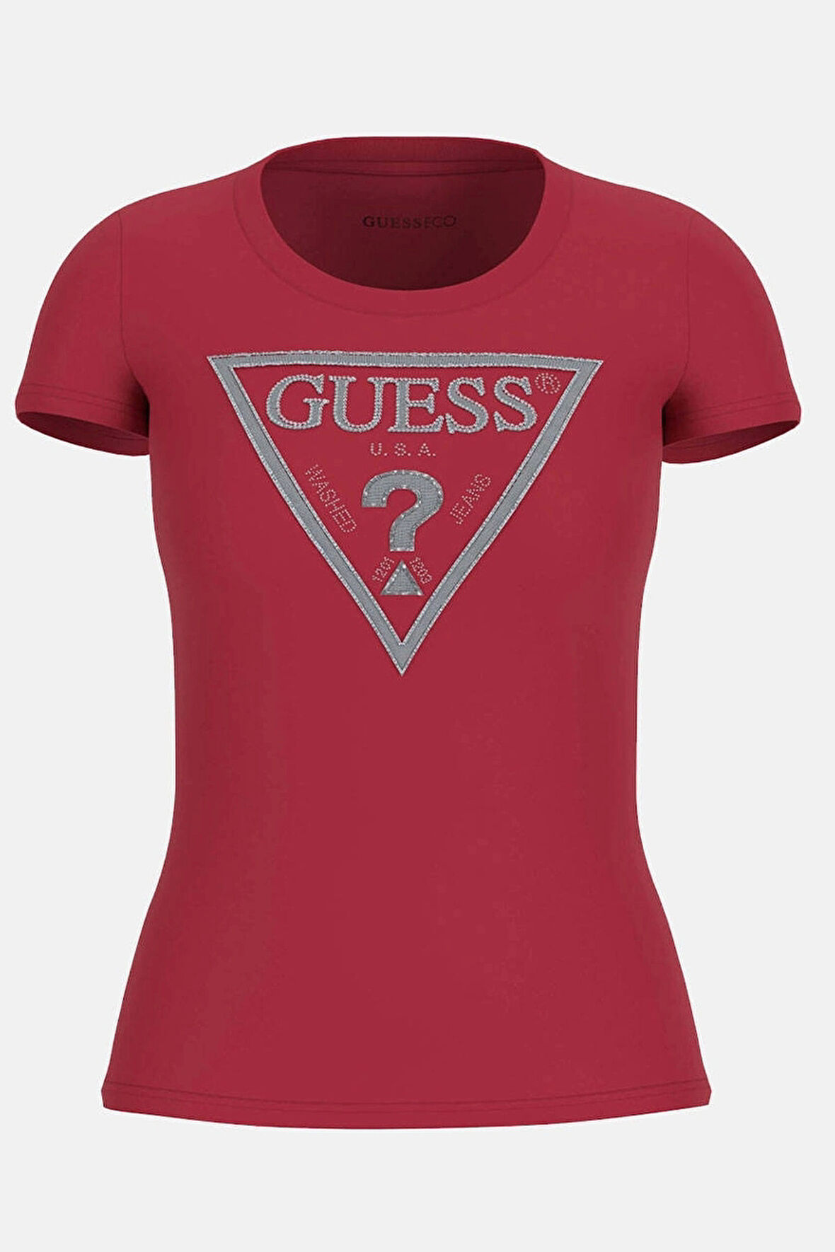 Guess Kadın Kırmızı Logolu T-Shirt