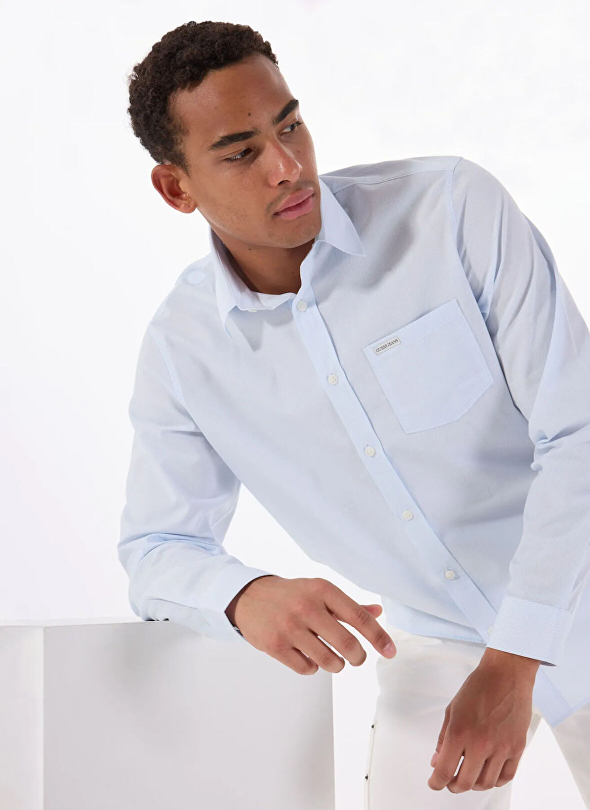 Guess Jeans Regular Fit Mavi Desenli Erkek Gömlek M5RH67WGZ11S76S GJ LS REG POCKET