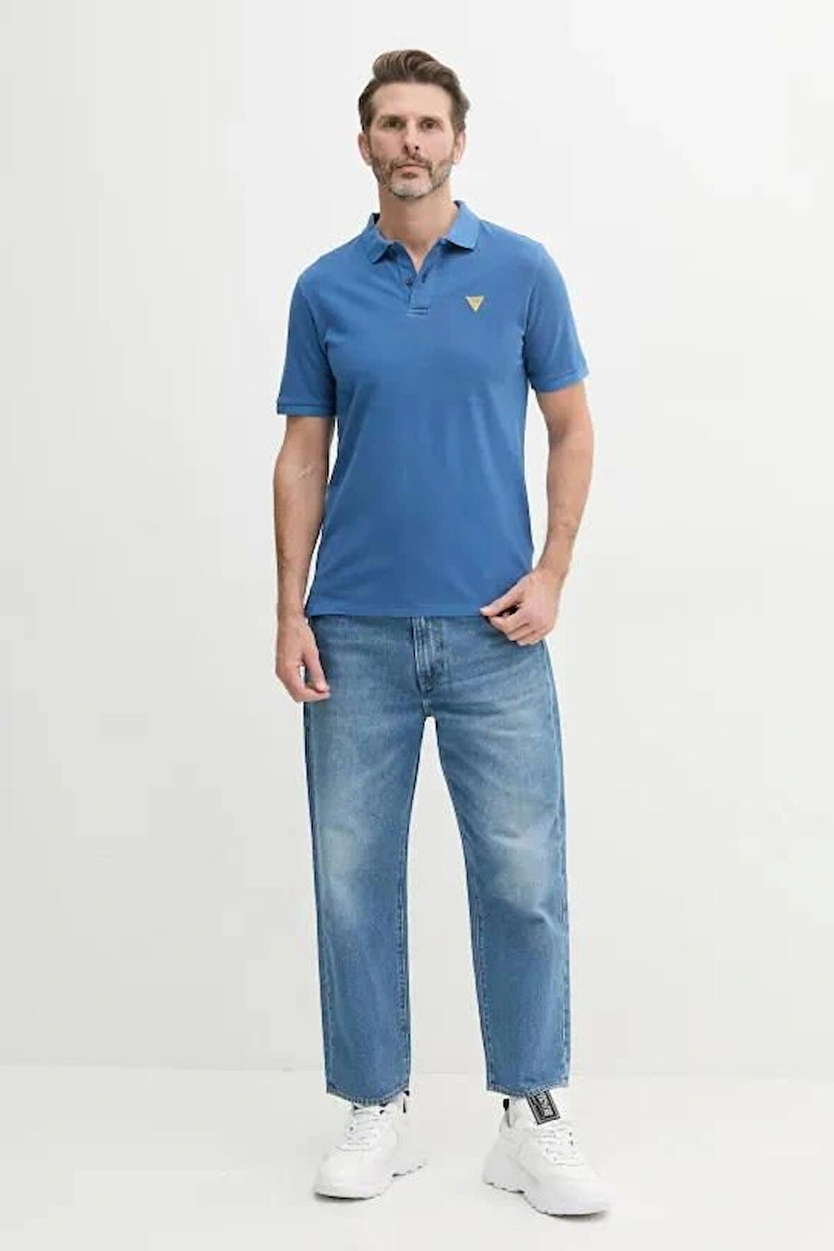 Guess Erkek Lacivert Basic Polo Tişört