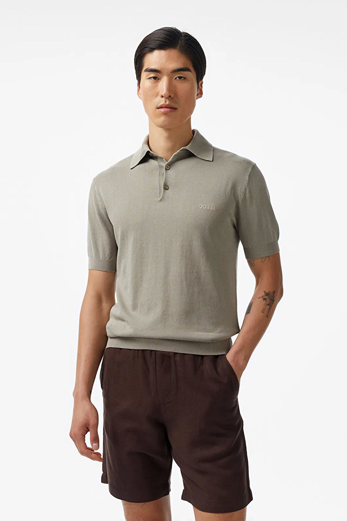 Erkek Polo Yaka İpek Karışımlı Triko T-Shirt - Yeşil | S