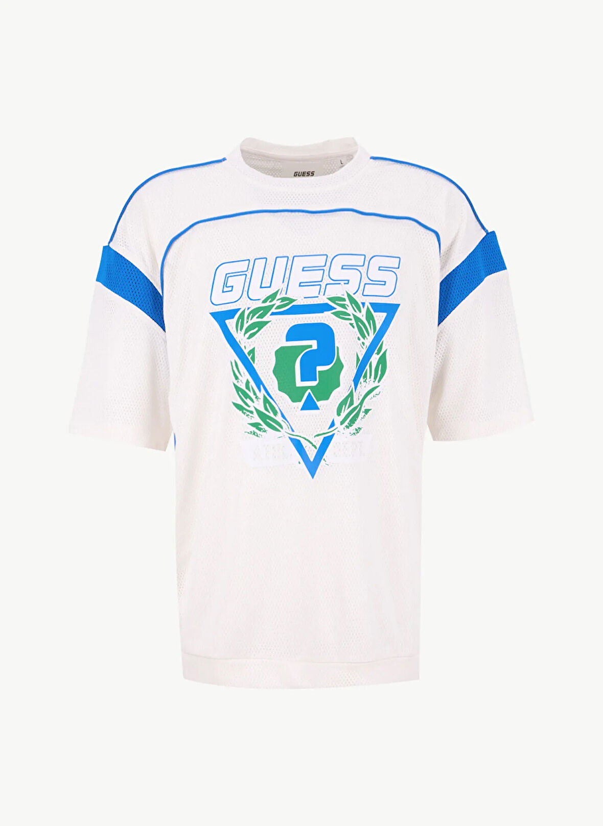 Guess Z5GI14KCR00G018 BLUFLAX CN T-SHIRT Beyaz Yuvarlak Yaka Oversized Desenli Erkek T-Shirt