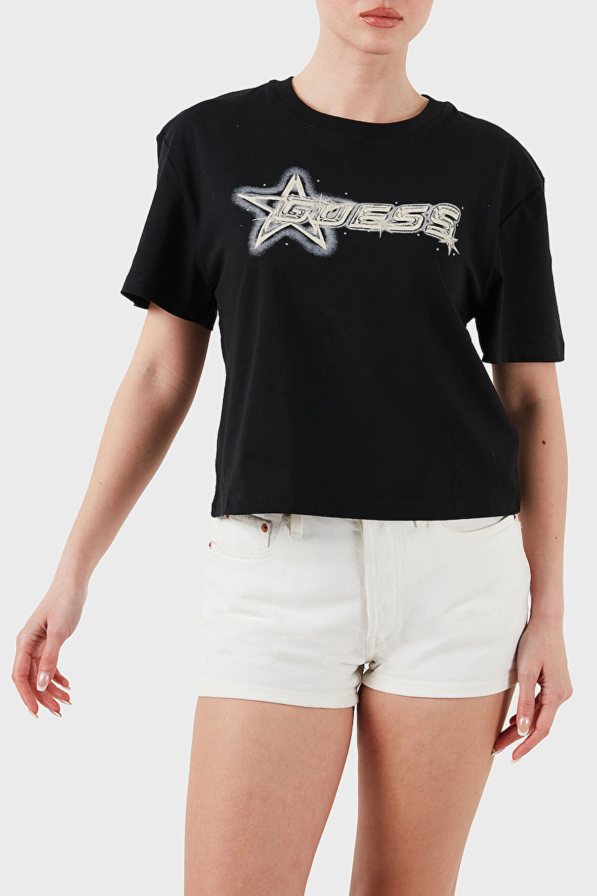 Guess Bayan T Shirt V5GI12 K9RM1 JBLK
