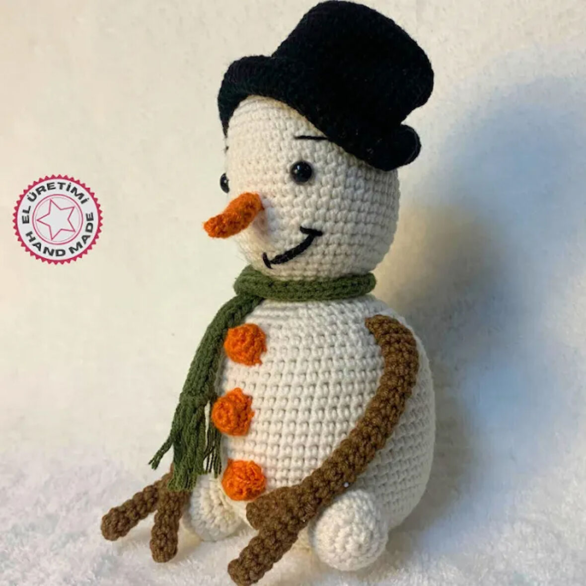 Uretti - Funda 1603 - El Örgüsü Amigurumi Kardan Adam Oyuncak - 12 x 20 cm