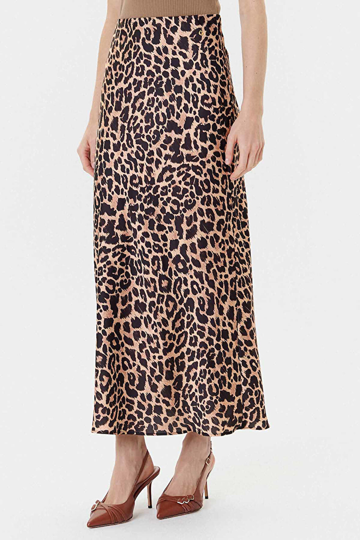 Kadın Sibilla Leopar Desenli Midi Etek - Çok Renkli | L