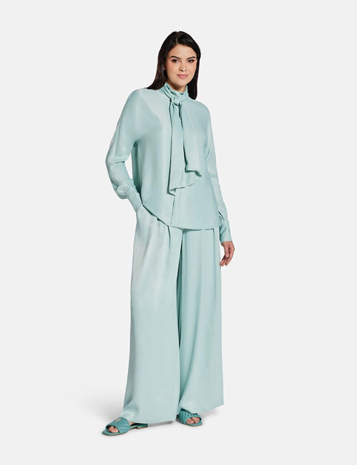 Guess Kadın Pembe Claire Bol Paça Pantolon