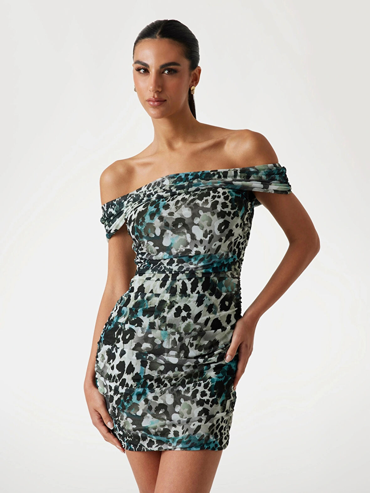 Guess Off Shoulder Kadın Çok Renkli Elbise W5YK21KCZC2-PJ1R