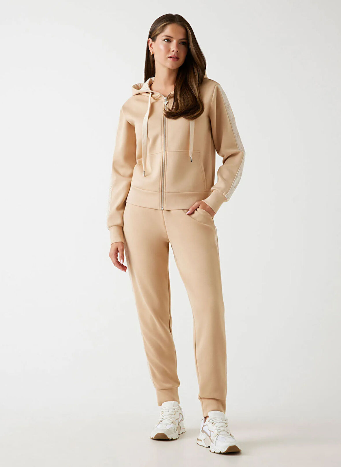 Guess Yüksek Bel Standart Krem Kadın Pantolon New Victoire Kadın Scuba Pantolon