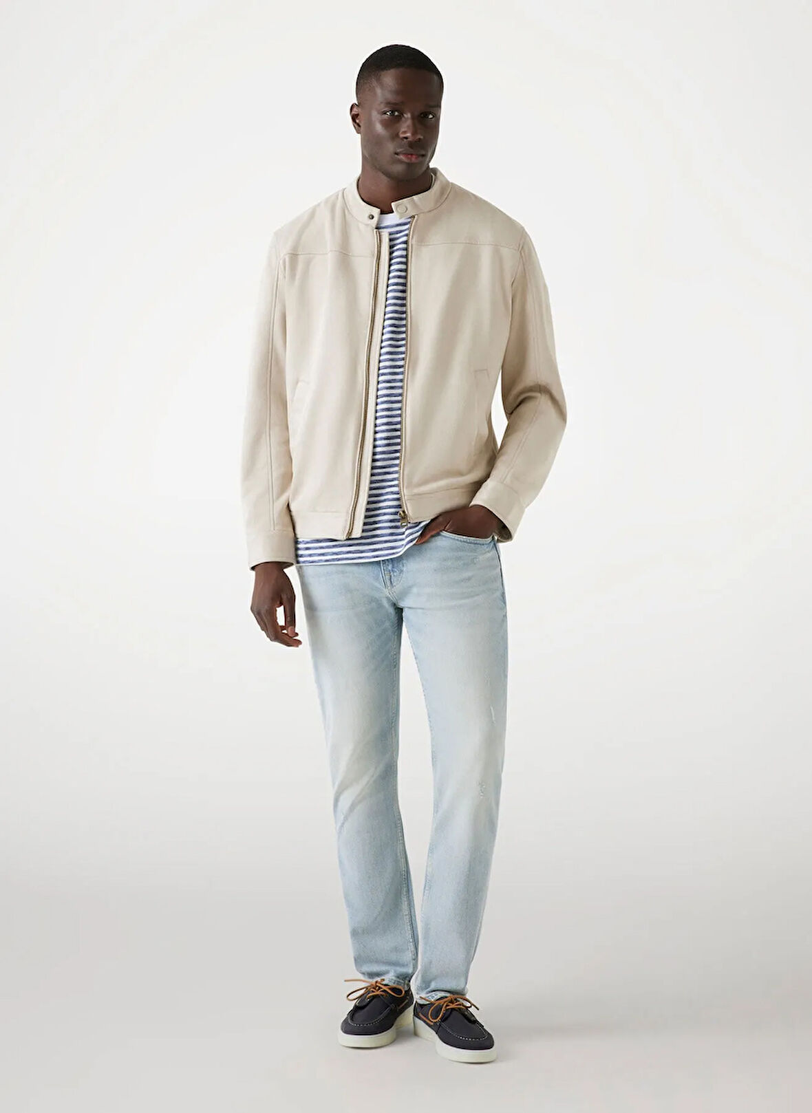 Guess Ekru Erkek Mont M5YL02W0252-G1CA Suede Erkek Ceket