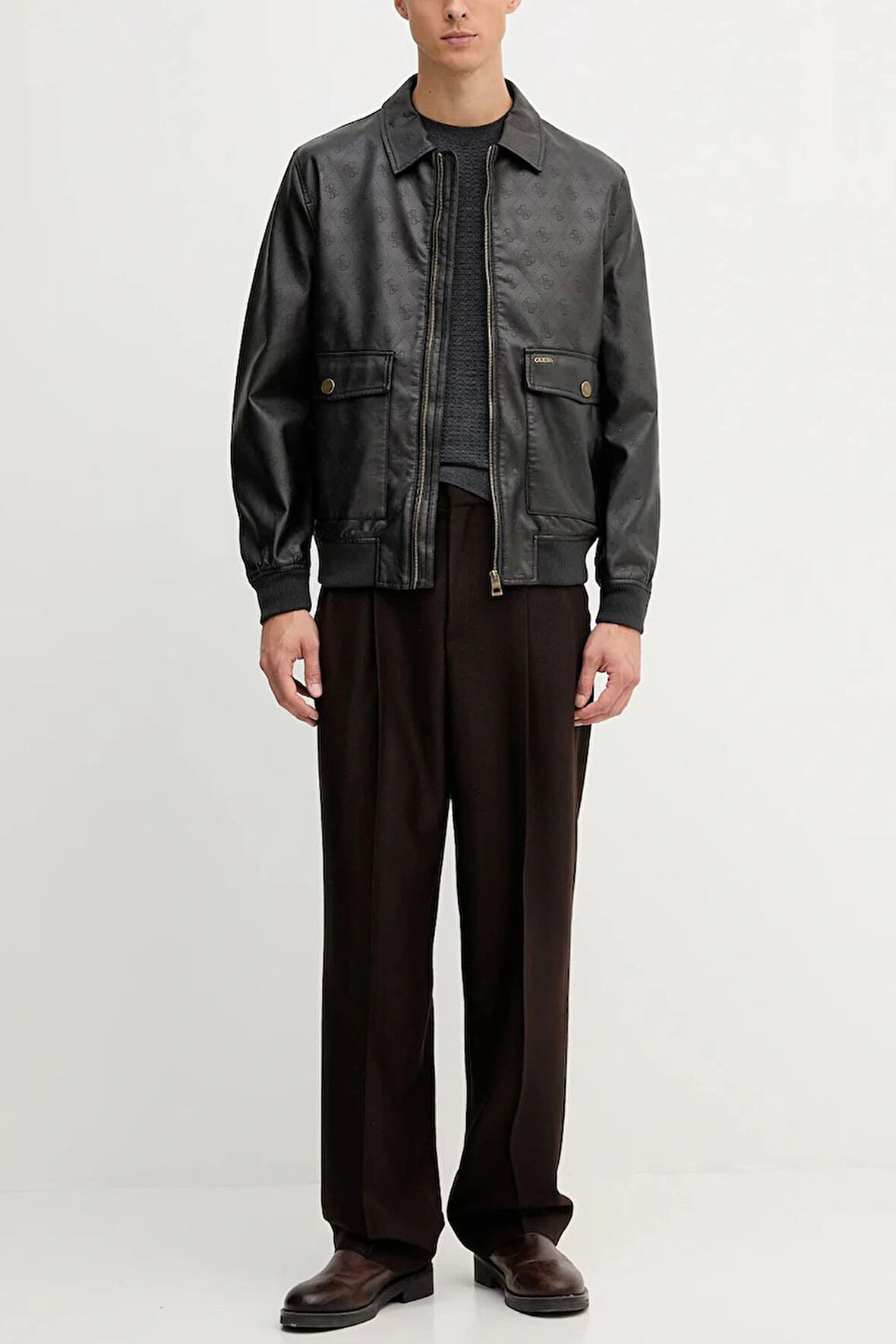 Guess Monogram Erkek Siyah Ceket M5YL01WGUC0-P9UI