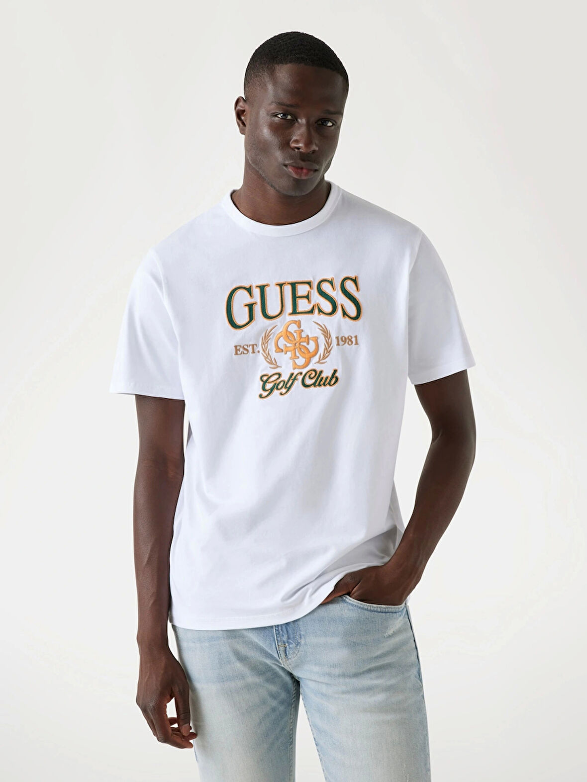 Guess Jersey Erkek Beyaz Regular Fit T-Shirt M5YI22K8FQ4-G011
