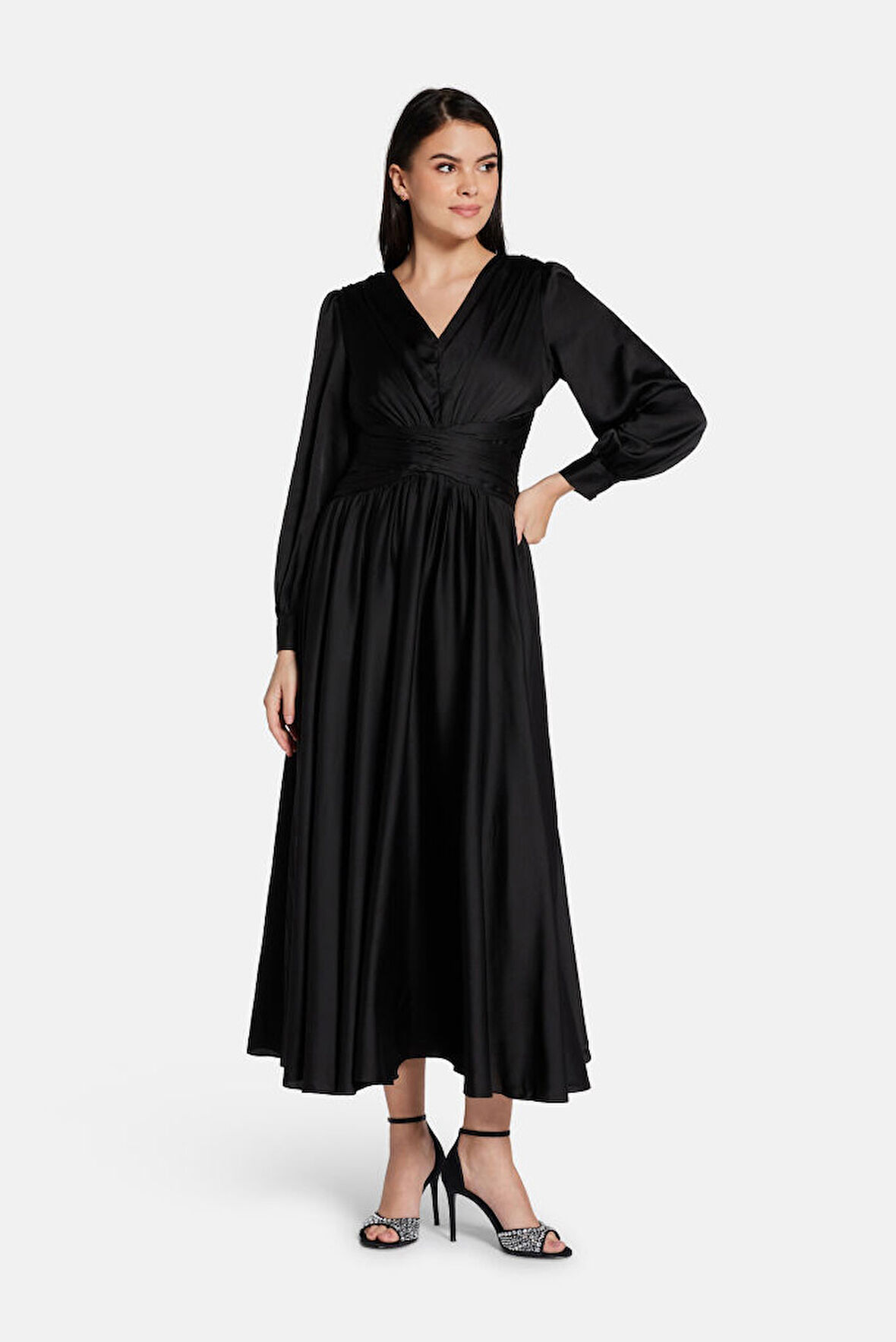 Kadın Helene Maxi Elbise - Siyah | M