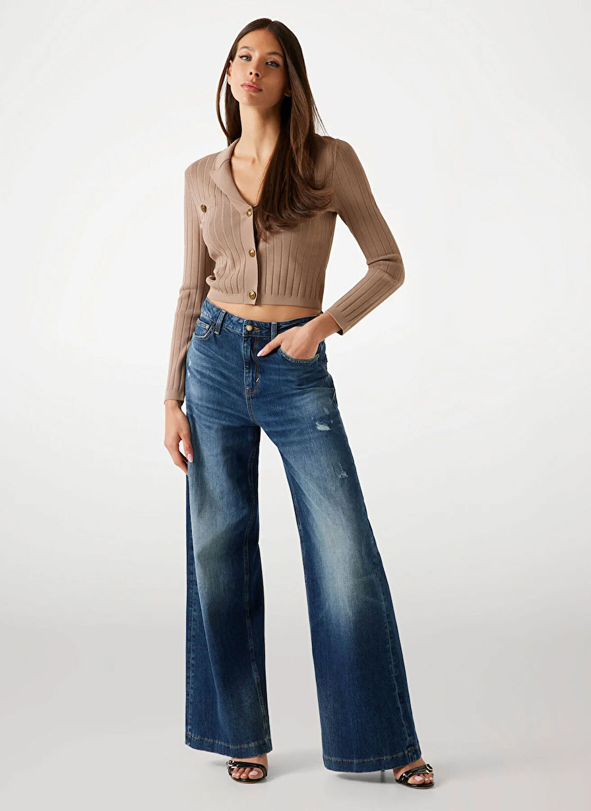 Guess Bej Kadın Hırka Felicit Kadın Triko Hırka