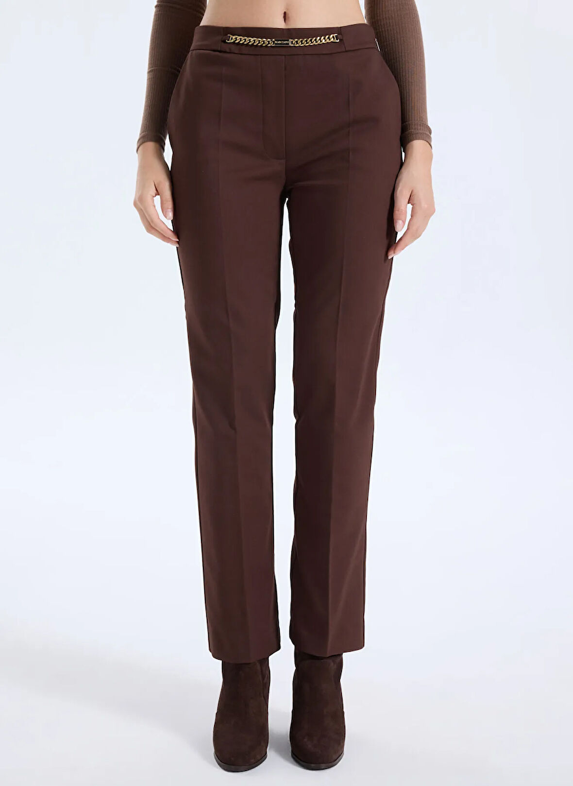 Guess Yüksek Bel Slim Fit Beyaz Kadın Pantolon Sunny Kadın Slim Fit Pantolon