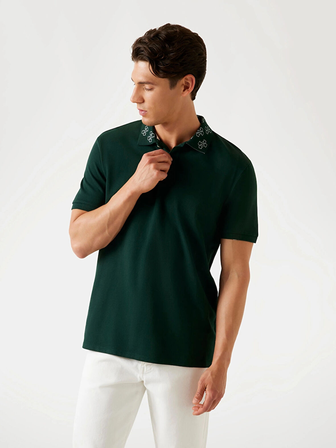 Guess Pique Erkek Yeşil Regular Fit Polo T-Shirt M5YP34KCJV1-G8U1