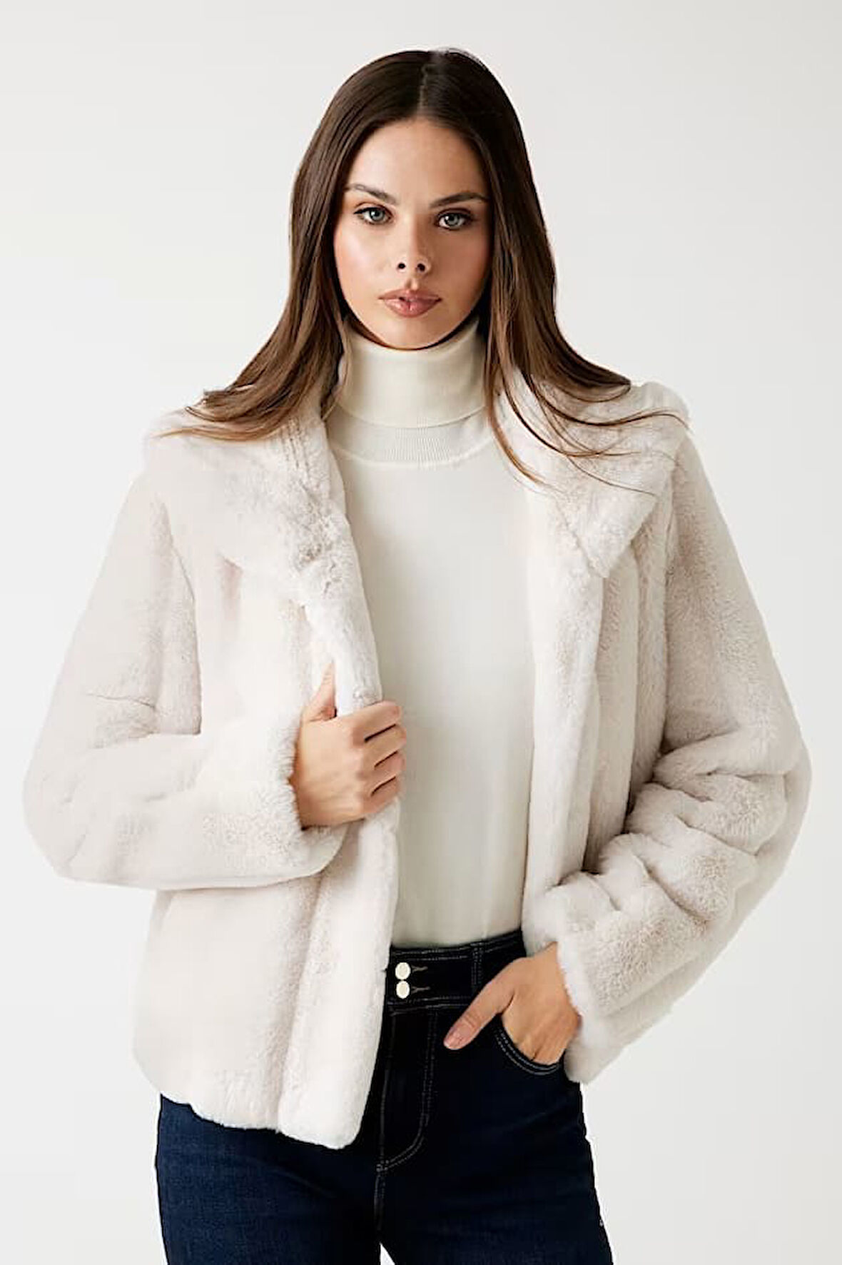 Kadın New Sophy Yapay Kürk - Bej | M