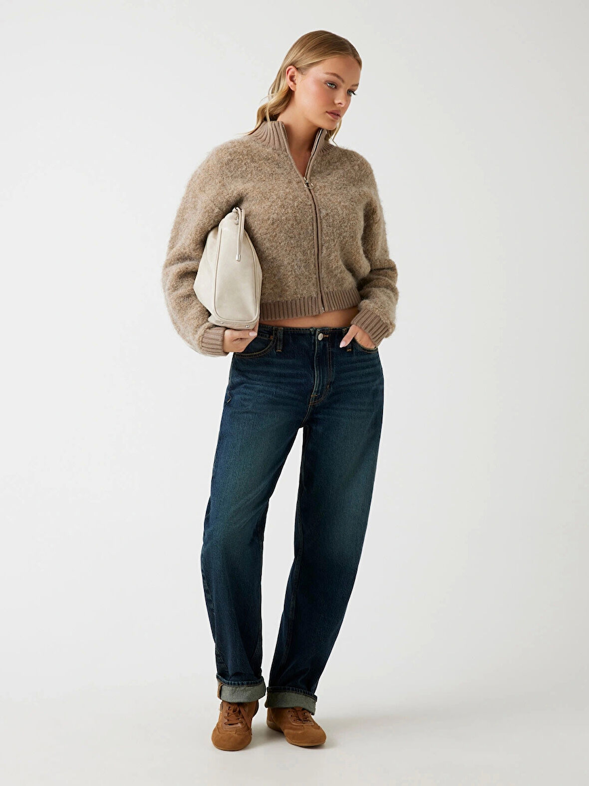 Guess Keiko Kadın Kahverengi Yün Karışımlı Triko Hırka W5BR56Z0702-F1AX