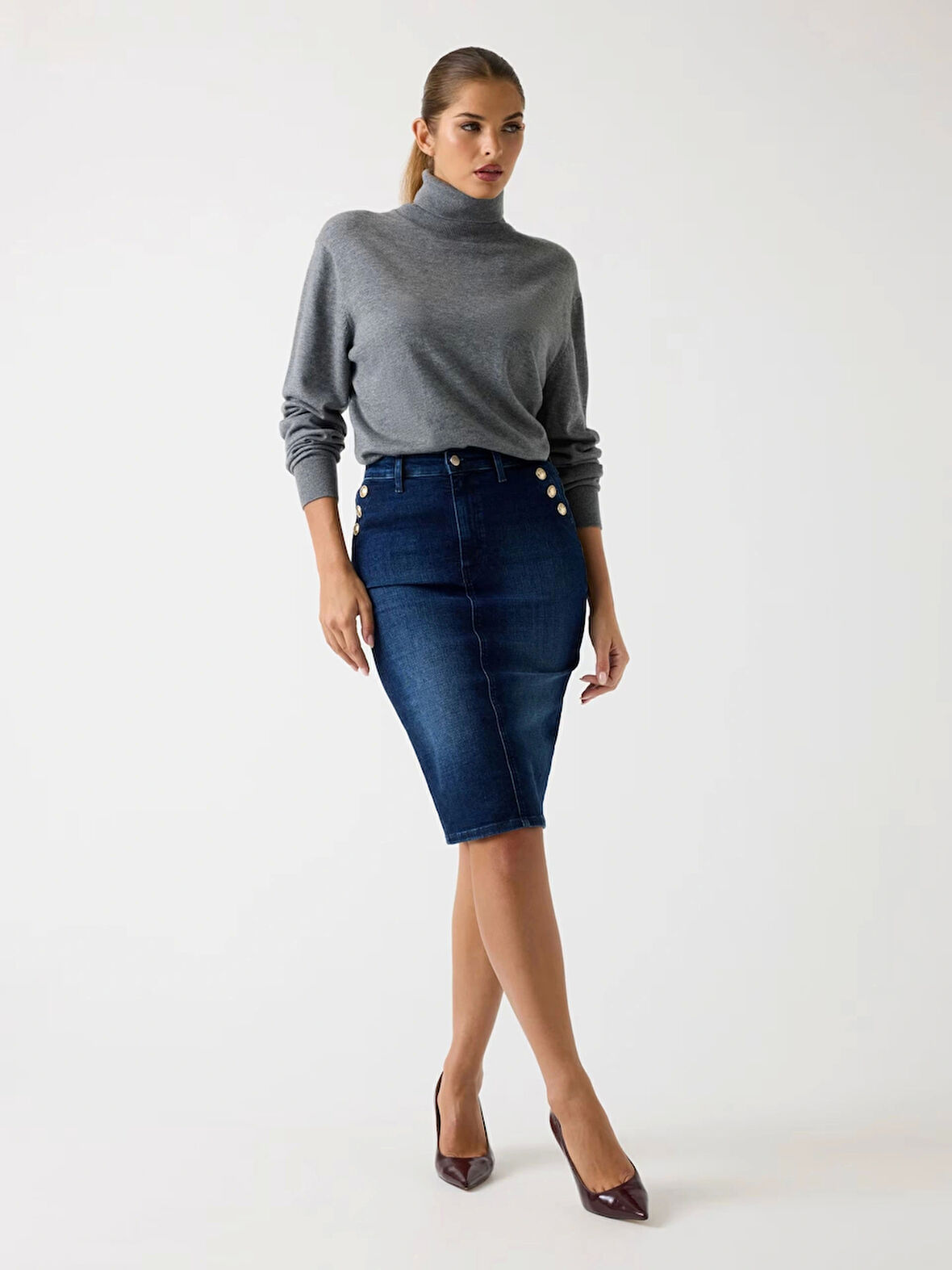 Guess Riley Kadın Lacivert Kalem Etek W5BD1TD0791-NOF4