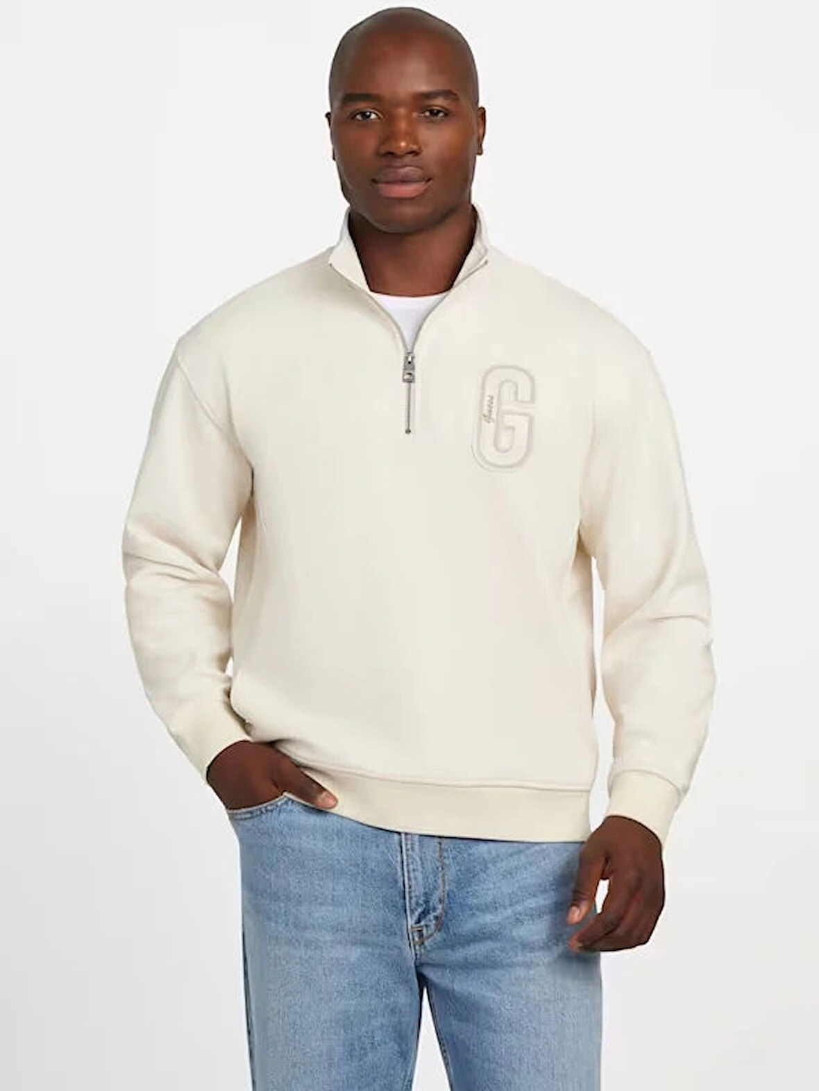 Guess Harris Erkek Krem Sweatshirt M5BQ18K0552-G1CV