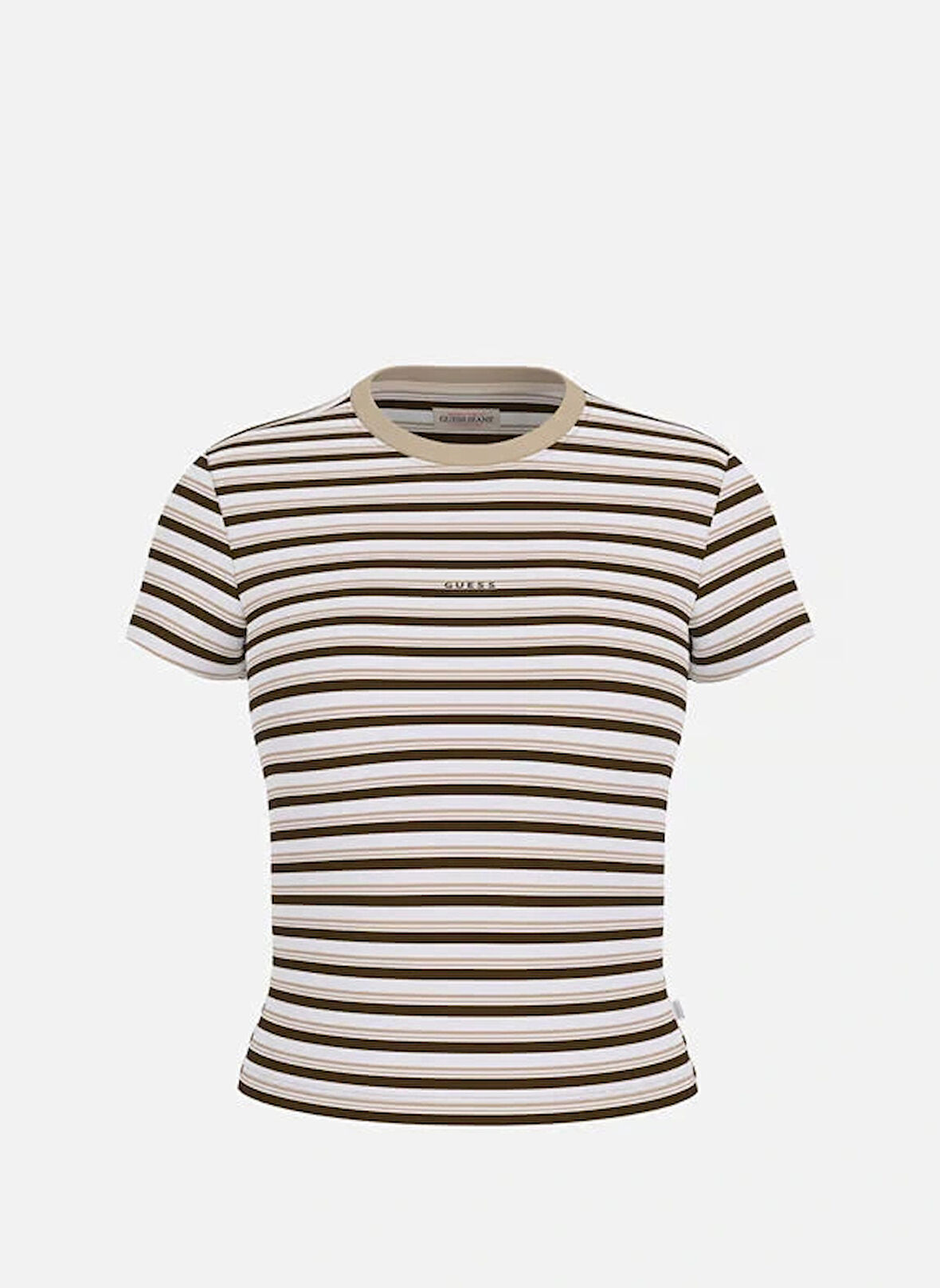 Guess Kadın Çok Renkli Çizgili Bisiklet Yaka T-shirt W5BP52KA0H1-S19F