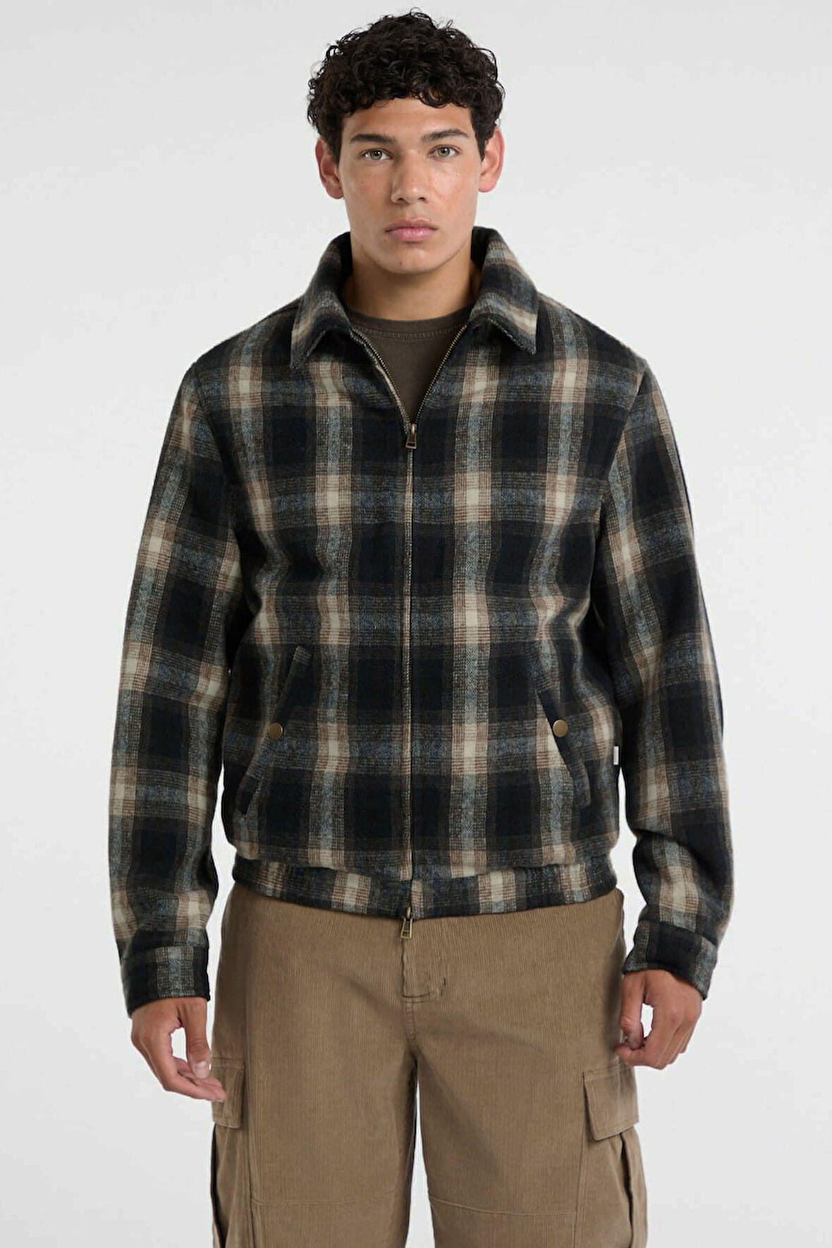 Erkek Yün Karışımlı Bomber Ceket - Çok Renkli | M